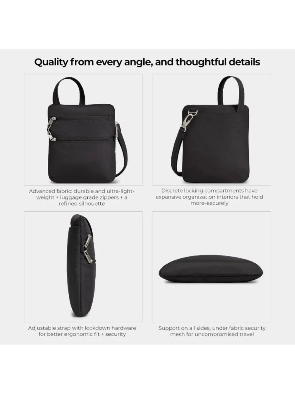 Anti-Theft Classic Slim Double Zip Crossbody Bag - Travel-Friendly & Stylish
